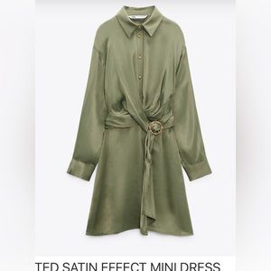 Zara Satin effect mini shirt dress